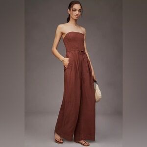 NWT By Anthropologie Linen Strapless Trouser Jumpsuit 4